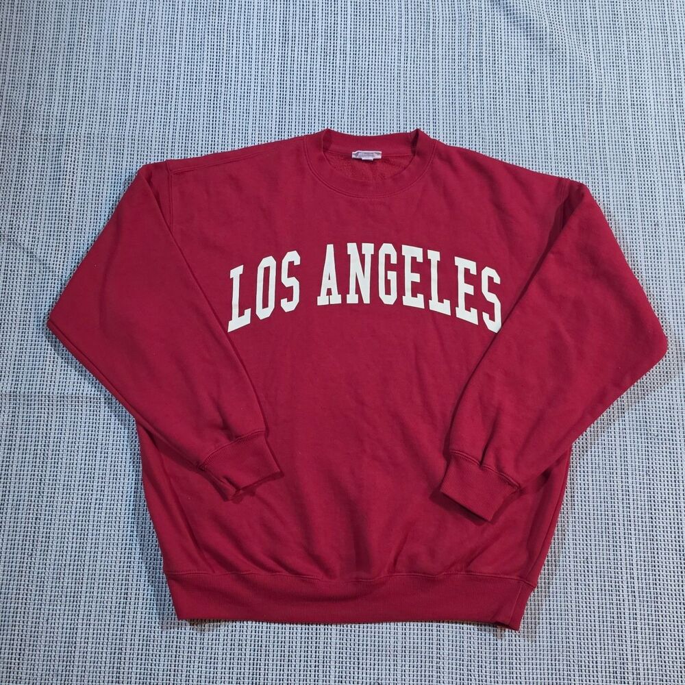 Reflex Los Angeles Red Crewneck Sweatshirt Women's S Casual Athleisure Oversize